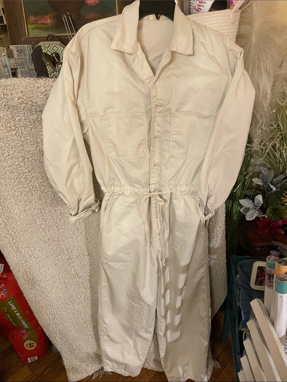 Levi's Cream Utility Jumpsuit-Style Jacket
